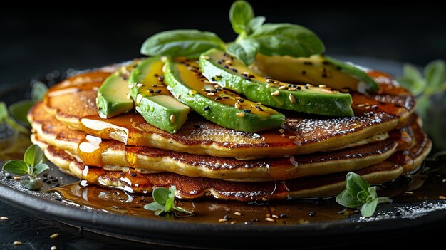 Foto deliciosas panqueques de aguacate