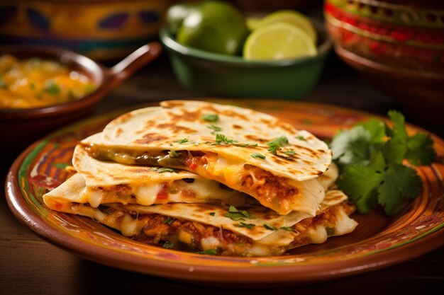 Foto deliciosas quesadillas mexicanas no prato
