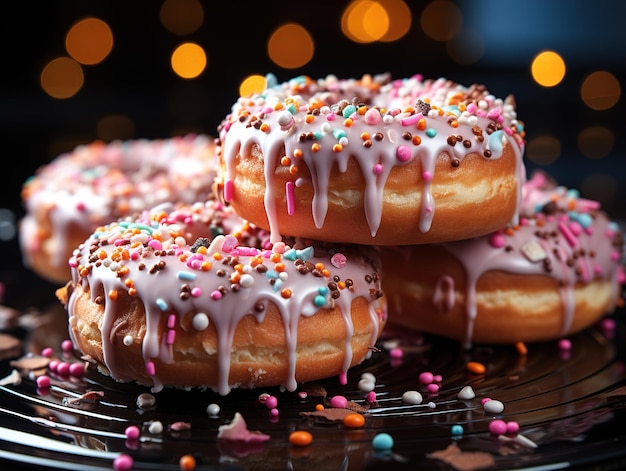 Deliciosas rosquillas con bayas de caramelo IA generativa