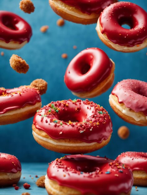 Foto deliciosas rosquillas cubiertas de crema y ingredientes