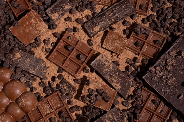 Deliciosas tabletas de chocolate planas
