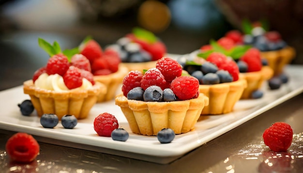 Deliciosas tartas de frutas con moras y arándanos