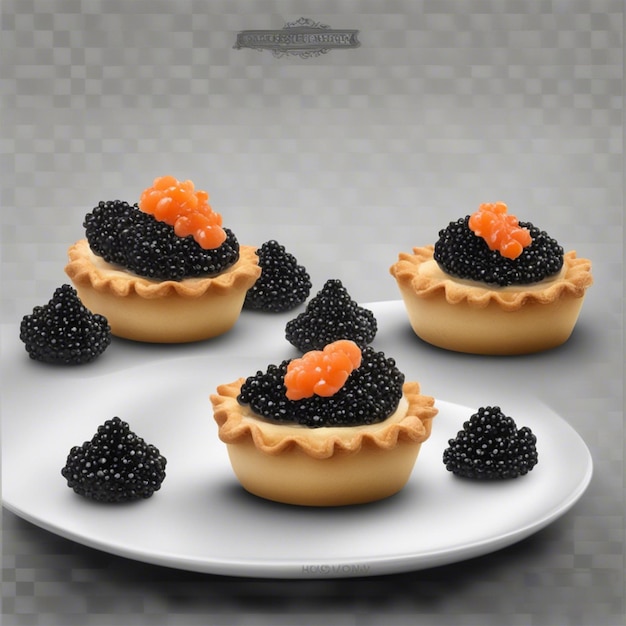 Deliciosas tortinhas com caviar e cream cheese geradas com IA