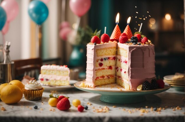 Foto deliciosas vibraciones de pastel de cumpleaños