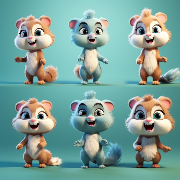 Delicioso 32k Render 3D realista sorridente bebê animal em encanto estilo Pixar com olhos grandes e um