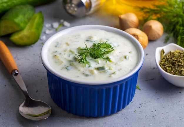 Delicioso aperitivo tradicional; tzatziki (nome turco; cacik)