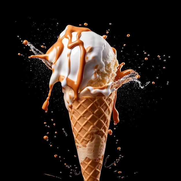 Delicioso y apetitoso helado con colorido helado derretido.