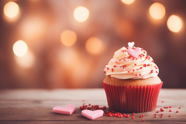 Foto delicioso y apetitoso pastel para el día de san valentín en un fondo borroso efecto foto vintage