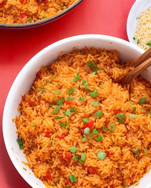 Foto delicioso arroz frito picante e quente