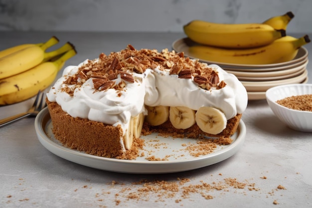 Delicioso Banoffee Pie Tonos beige y dorado de un clásico británico