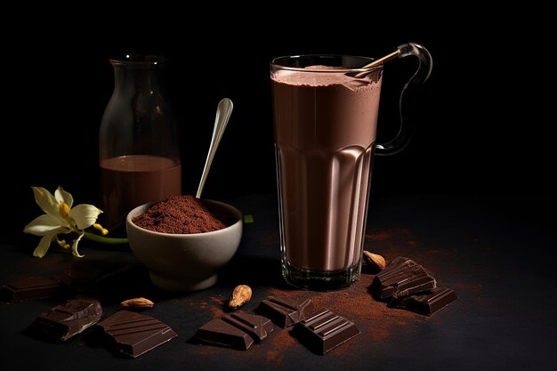 Foto delicioso batido de chocolate