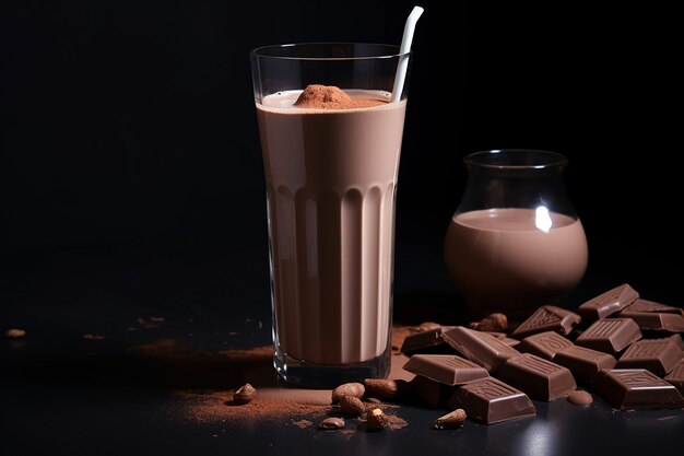 Foto delicioso batido de chocolate