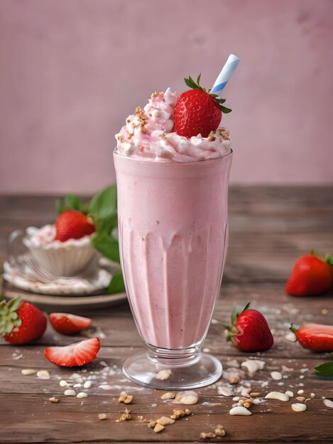 Un delicioso batido de fresa.