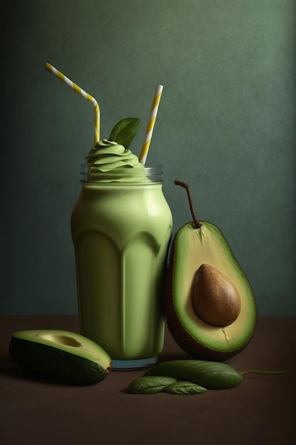 Delicioso batido verde con aguacate