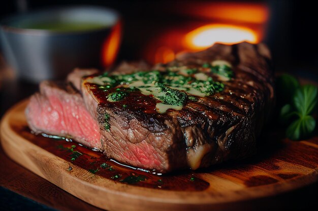 Delicioso bife suculento