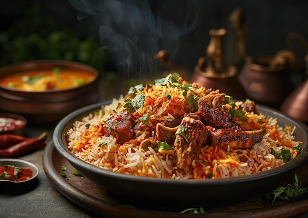 Delicioso Biryani Indiano Um Prato Tradicional Saboroso e Aromático com Arroz Basmati Frango e