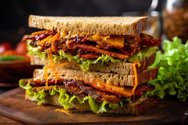 Delicioso bocadillo vegano de textura crujiente