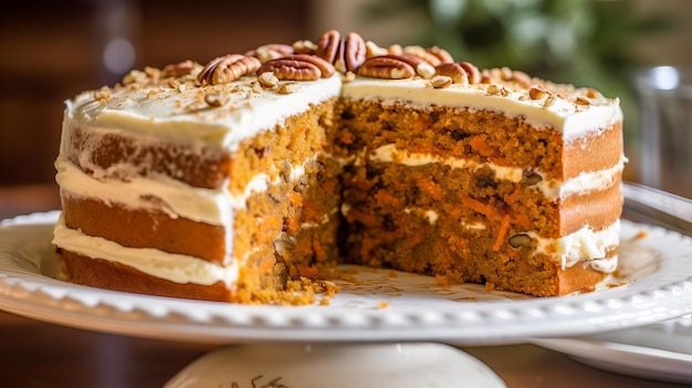 Delicioso bolo de cenoura com cobertura de cream cheese