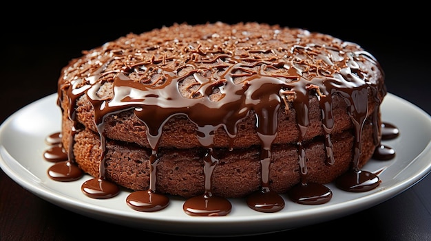 Delicioso bolo de chocolate em prato branco Imagem de fundo Desktop Wallpaper Backgrounds HD