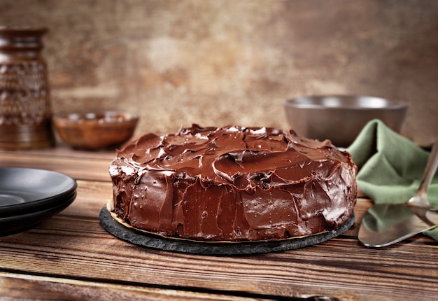 Foto delicioso bolo de chocolate vegan