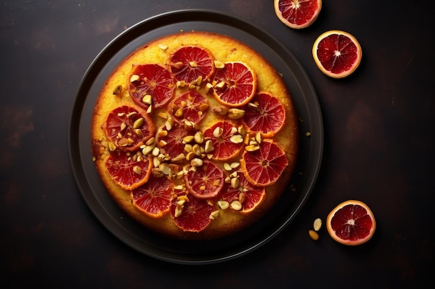 Delicioso Bolo de Polenta de Laranja Sanguínea com IA Generativa de Pistache