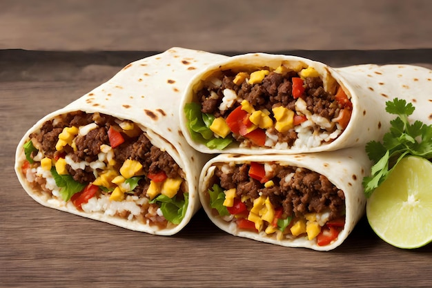 Delicioso burrito de cerdo arte generativo de AI