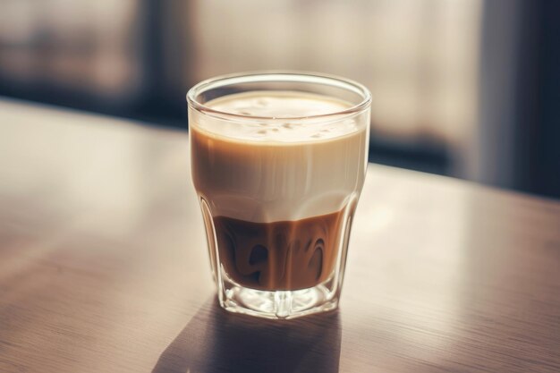 Foto delicioso café y crema en un vaso un regalo de la mañana