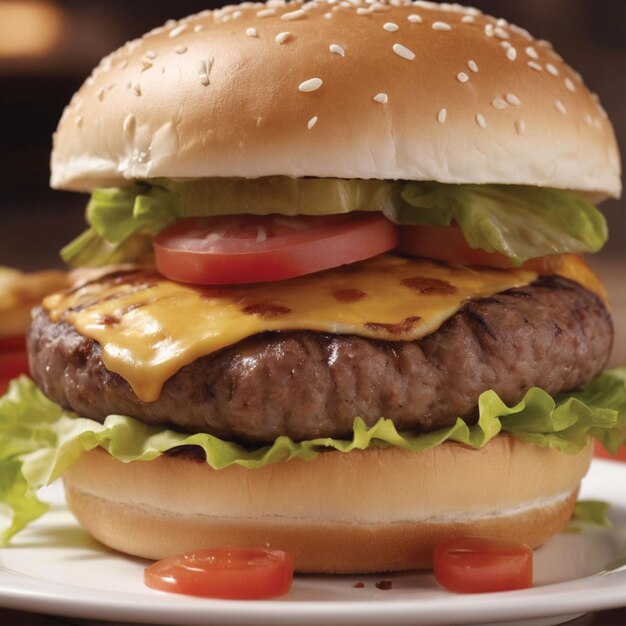 delicioso cheeseburger em fundo escuro hambúrguer em um prato