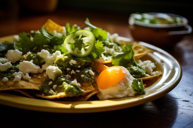 Foto el delicioso chilaquiles verdes mexicano