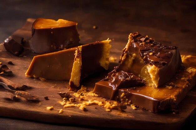 Delicioso chocolate derretido con queso que toca tu corazón