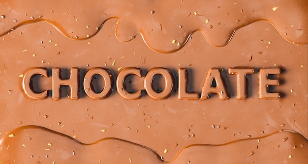Delicioso chocolate derretido con salpicaduras y inscripción
