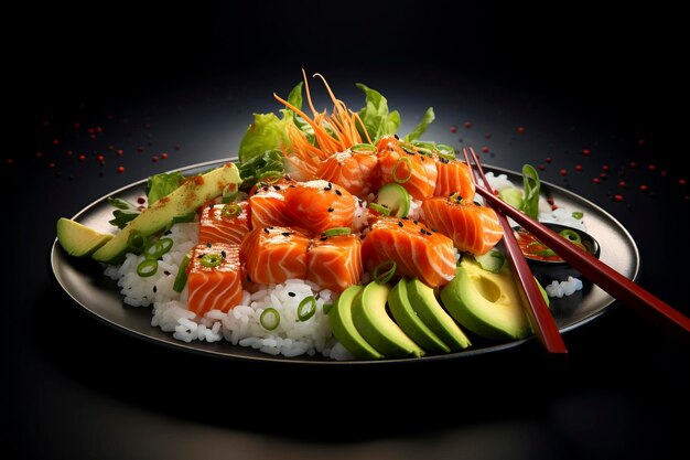 Un delicioso y colorido plato poke perfecto para una comida saludable