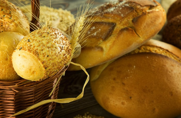 Foto delicioso concepto de comida de pan fresco