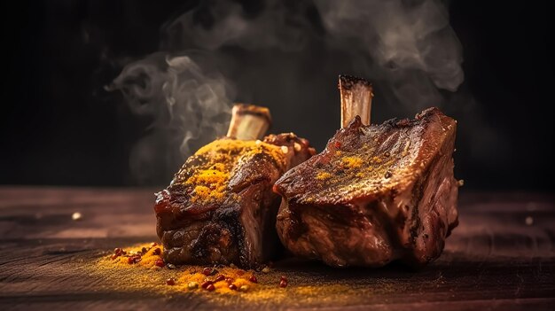 delicioso costillar de cordero a la parrilla al estilo de cocina de oriente medio