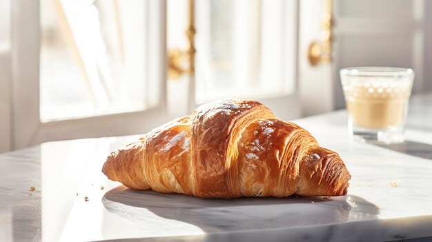 Foto delicioso croissant francês servido num prato branco