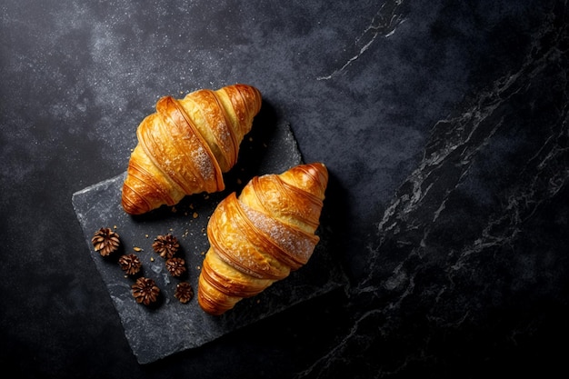 Delicioso croissant macio com manteiga e recheio