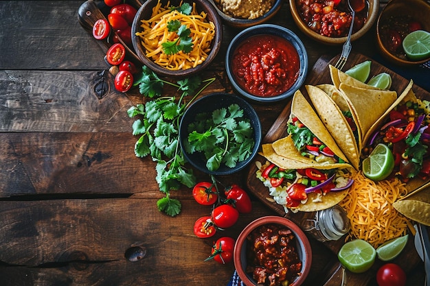 Foto delicioso cuadro de comida por encima de la vista