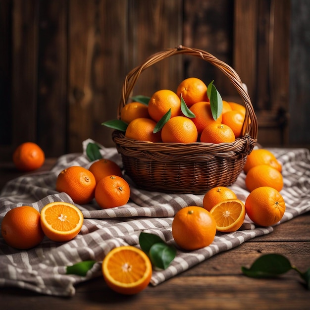 Un delicioso cuenco de naranjas en una mesa de madera