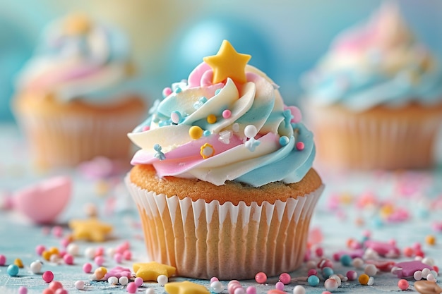 Delicioso cupcake com estrela