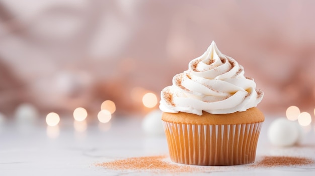 Delicioso cupcake de pastel de calabaza con glaseado generado por IA