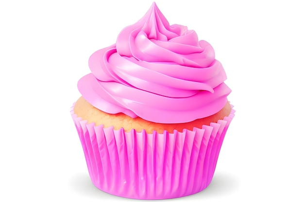 Delicioso cupcake rosa con salpicaduras aislado en un fondo transparente Imagen de IA PNG