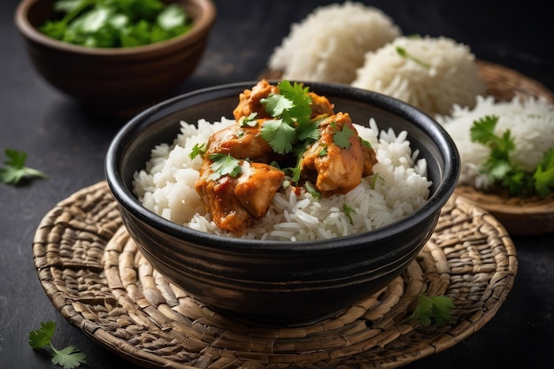 Delicioso curry de pollo con arroz