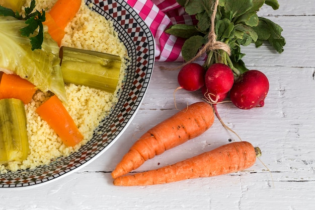 Foto delicioso cuscús casero.