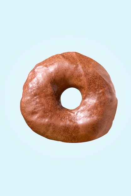 Foto delicioso donut con chocolate aislado sobre fondo azul concepto de comida moderna publicidad para pastelerías cafeterías