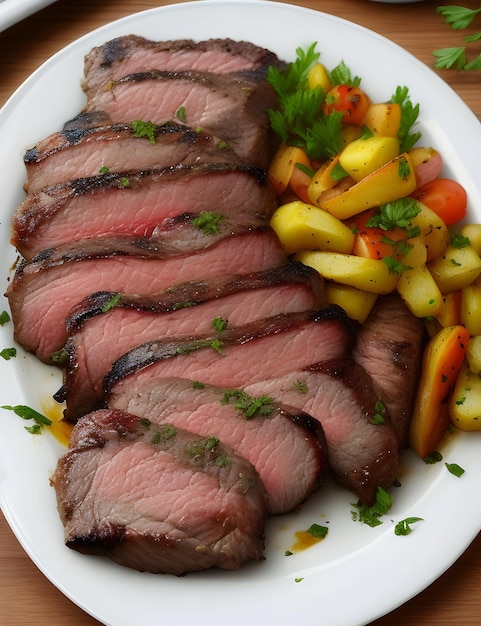 Delicioso filete de ternera jugoso a la parrilla