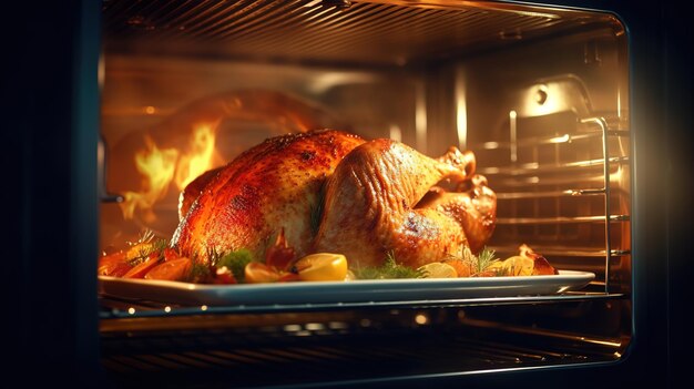 Foto delicioso frango assado recém saído do forno