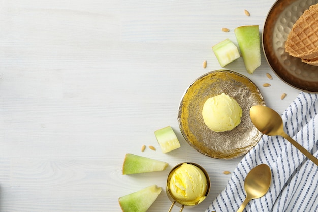 Delicioso y fresco alimento de verano helado de melón