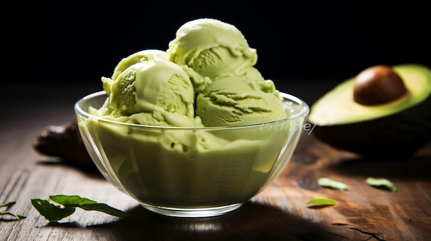 Delicioso gelado vegano cru Avocado Delight AI