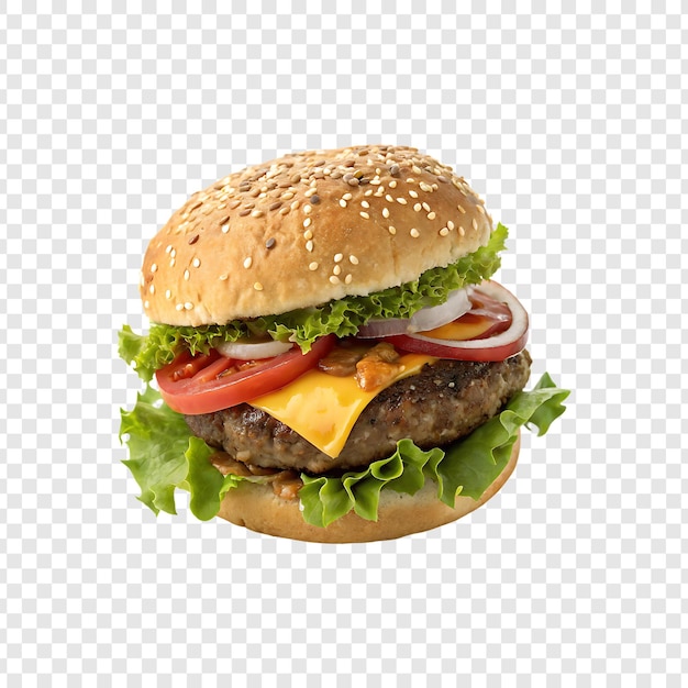 Delicioso hambúrguer de carne de vaca PNG isolado em fundo branco transparente