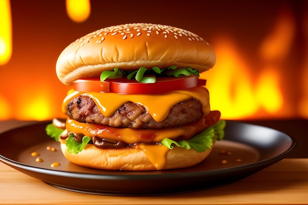 Foto delicioso hambúrguer fotografia fundo de comida imagem ai gerada